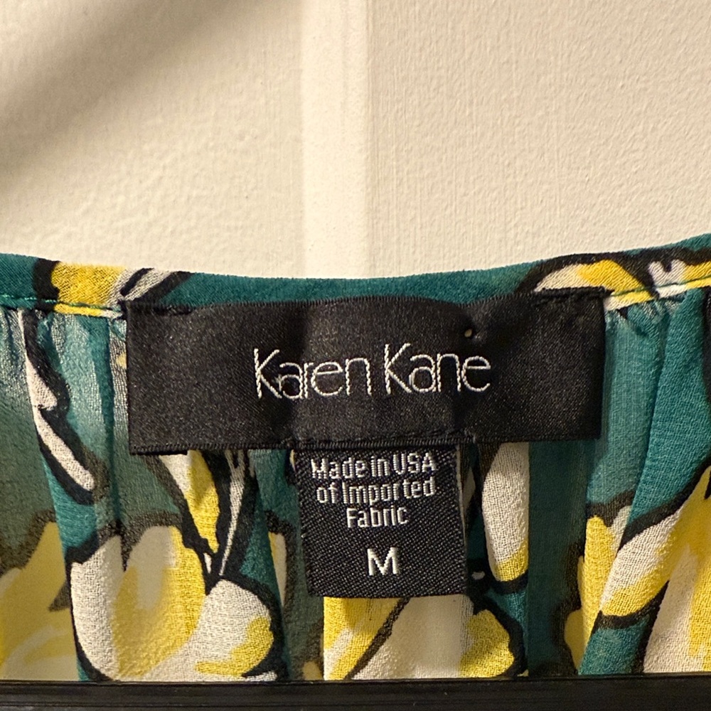 Karen Kane Women's Green and Yellow Floral Blouse size M - Picture 2 of 8